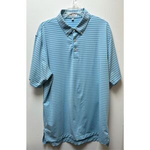 Peter Millar Summer Comfort men’s blue striped golf polo shirt size L  #28-1791
